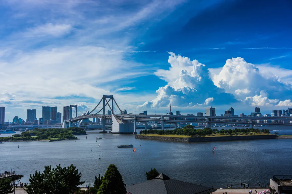 odaiba körfezi tokyo panoramik manzara